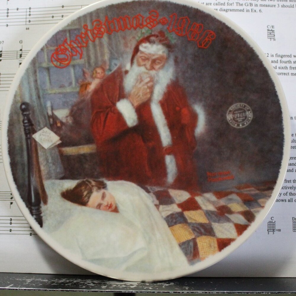 Norman Rockwell decorative plate "Deer Santy Claus" Christmas 1986 Knowles china